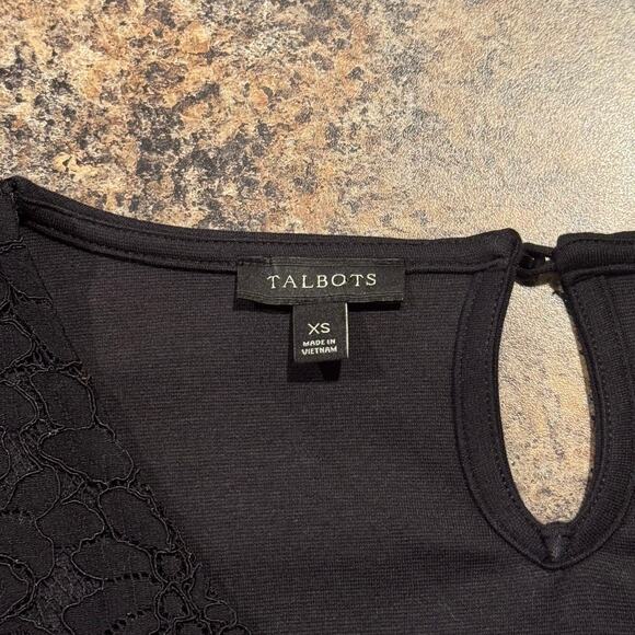 Talbots Top Lace Bell Sleeve Whimsigoth Boho Romantic Minimalist Goth Black XS - Picture 3 of 5